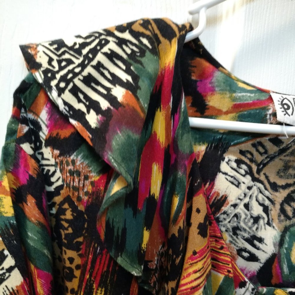 Multi Color Ruffle Collar Blouse Size 20W - Picture 6 of 10
